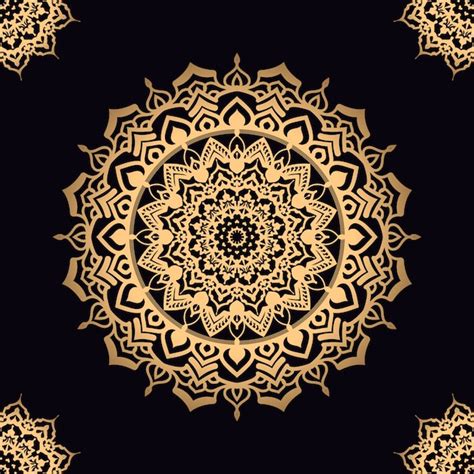 Mandala De Luxe Avec Motif Arabesque Doré Style Oriental Islamique
