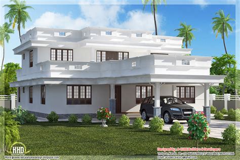 Flat Roof Home Design With 4 Bedroom Kerala Home Design And Floor Plans