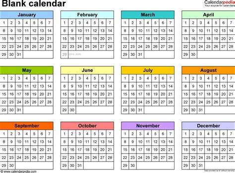 Microsoft Printable Calendar
