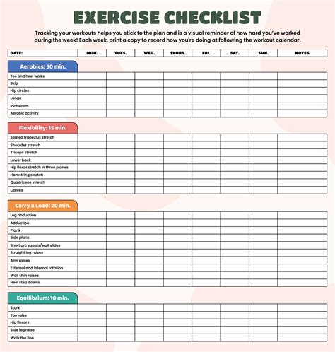 5 Best Images Of Printable Exercise Checklist Free Printable House
