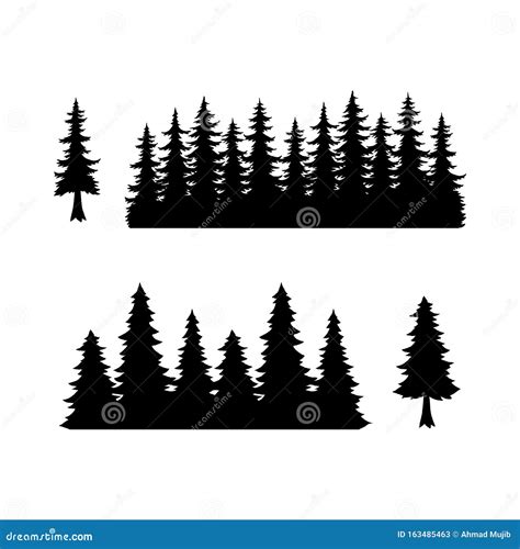 Trees Silhouette Of Forest Vector Stock Vector Illustration Of