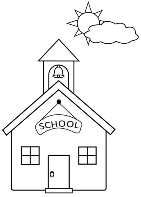 Simple School Building Coloring Page For Toddlers Coloring Pages