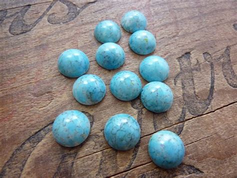 Vintage Glass Cabochon 13mm Glass Turquoise With Matrix Etsy