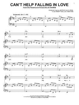 Can T Help Falling In Love Piano Vocal Print Sheet Music Now