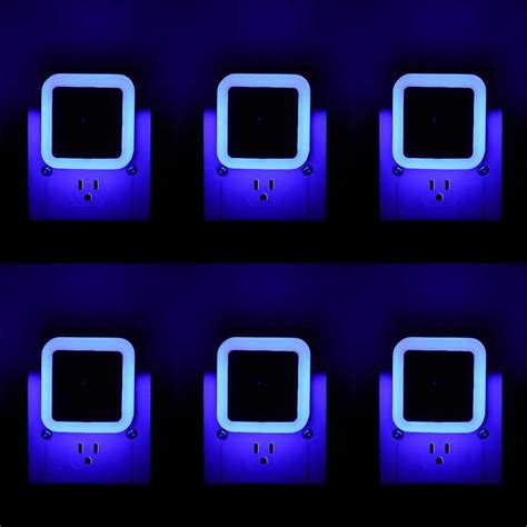 6 Pack Blue Led Night Light Plug In Dusk To Dawn Sensor Automatic On