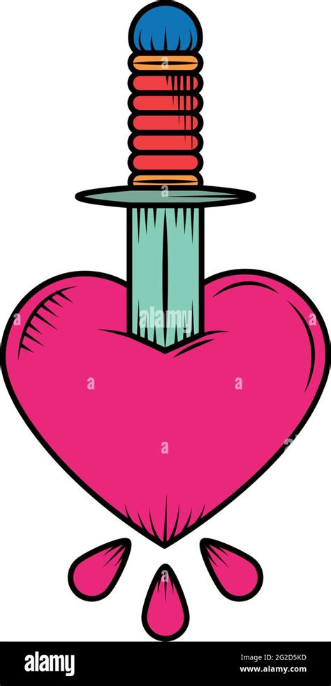 Coeur Avec Tatouage De Poignard Image Vectorielle Stock Alamy
