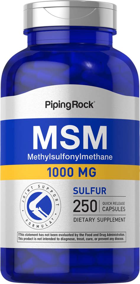 Msm 1000 Sulfur 1000 Mg 250 Capsules Pipingrock Health Products