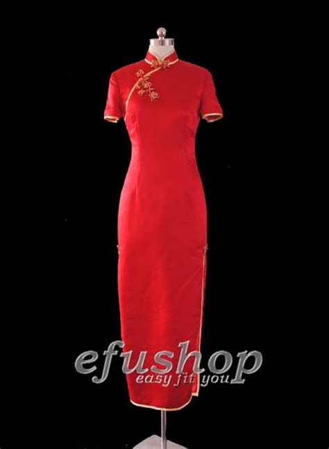 red silk brocade short sleeves cheongsam dress sct201 custom made cheongsam chinese clothes