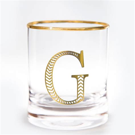 qualia monogrammed letter double old fashioned glasses in gold set of 4 bed bath and beyond