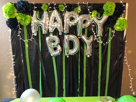 Birthday Decor Lime Green And Black With Silver Green Party