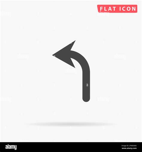 Turn Left Arrow Flat Vector Icon Hand Drawn Style Design Illustrations