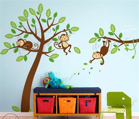 Three Monkeys Up A Tree Wall Decal Wall Sticker Leafy Dreams Nursery