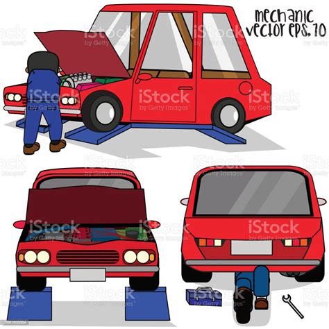Auto Mechanic Fixing Car Stock Illustration Download Image Now