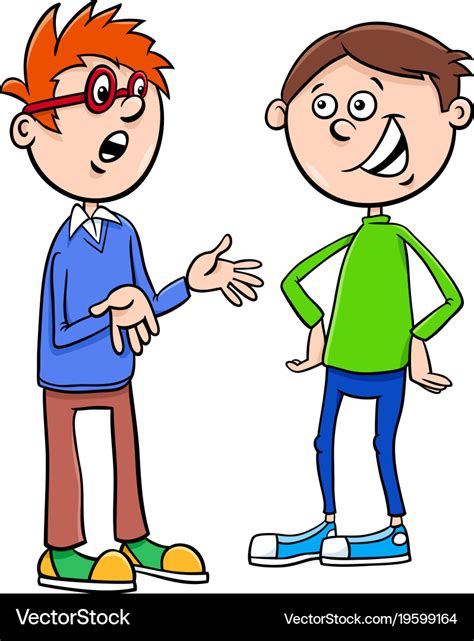 Boys Kid Characters Talking Cartoon Royalty Free Vector