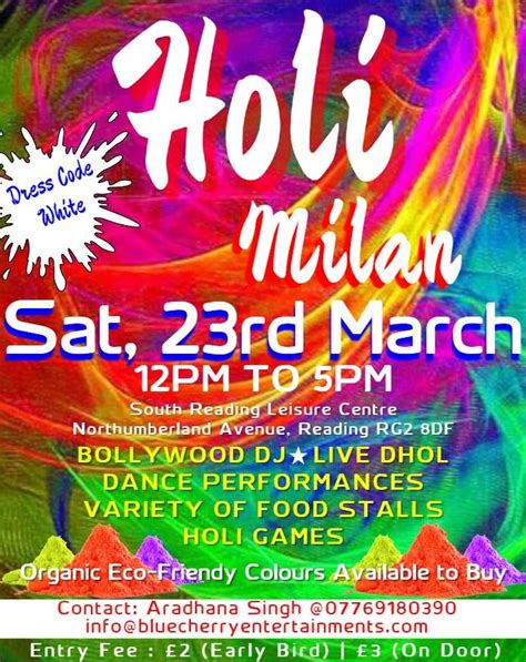 Holi Milan Festival Of Colours At South Reading Leisure Centre Event
