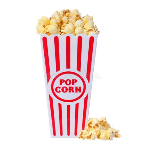 Popcorn In Box Isolated On White Stock Image Image Of Junk Corn