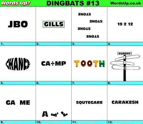Dingbats Quiz 13 Find The Answers To Over 730 Dingbats Words Up Games