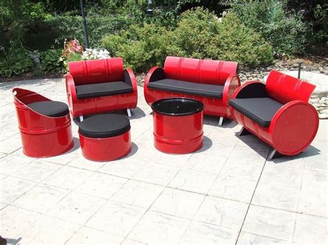 55 Gallon Steel Drums Repurposed Into Impressive Furniture Collection