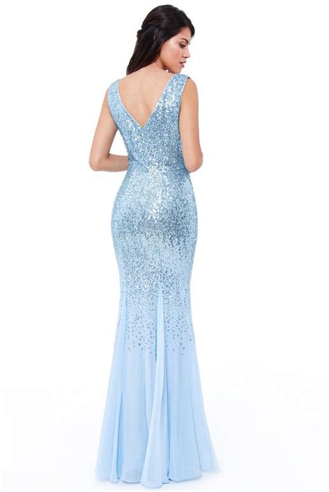 City Goddess Powder Blue Sequins And Chiffon Gown Alila
