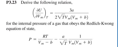 Solved Derive The Following Relation For The Internal Chegg