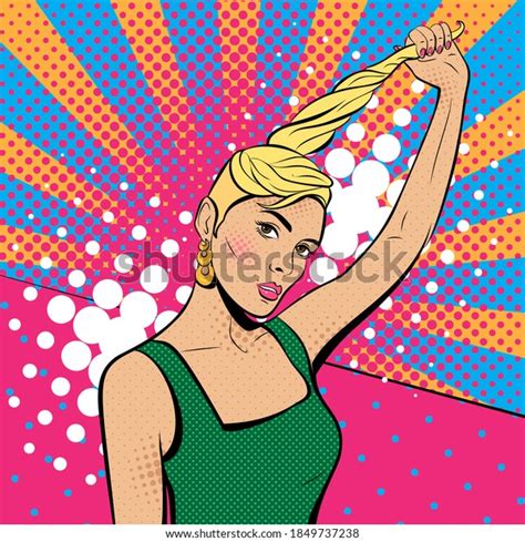 Sexy Beautiful Girl Pulls Her Hair Stock Vector Royalty Free 1849737238 Shutterstock