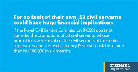 For No Fault Of Their Own 53 Civil Servants Could Have Huge Financial Implications Kuensel Online