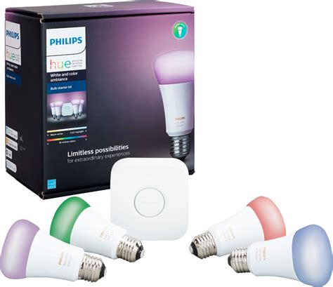 Best Buy: Philips Hue White and Color Ambiance A19 LED Starter Kit ...