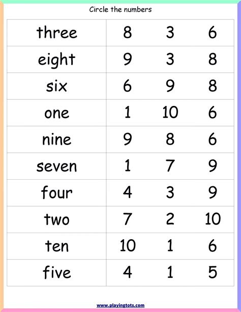 English Numbers In Words Worksheets