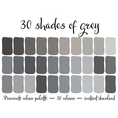 30 Shades Of Grey Colour Palette Etsy Hong Kong