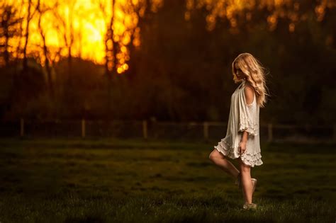 Wallpaper Sunlight Forest Women Outdoors Blonde Sunset Nature