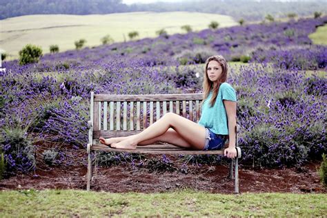 Wallpaper Women Outdoors Model Grass Sitting Field Jean Shorts