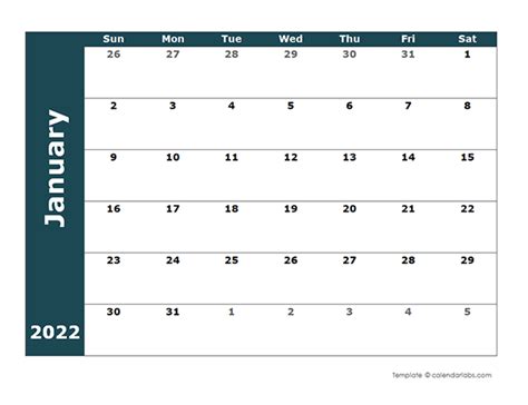 2022 Calendar Printable One Page Free Monthly