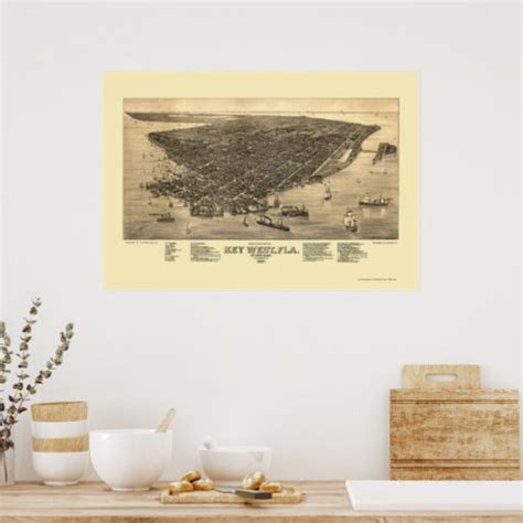 Key West Fl Panoramic Map 1884 Poster Zazzle