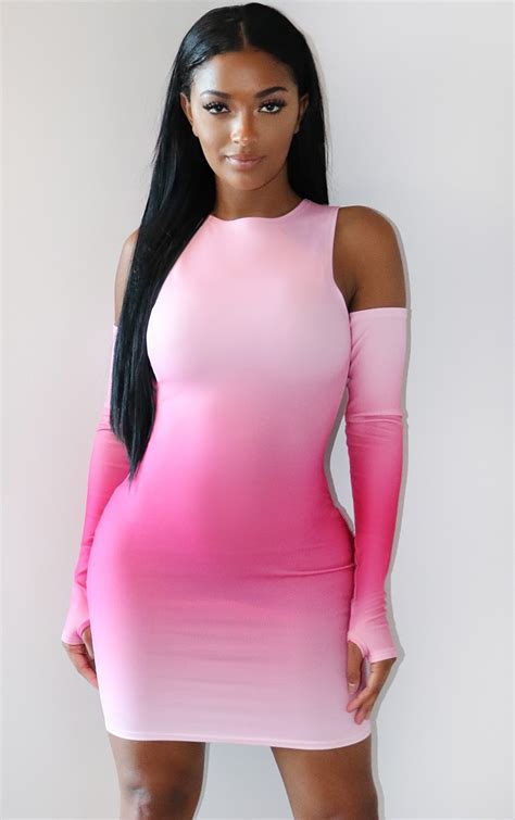 Shape Pink Ombre Slinky Cut Out Bodycon Dress Prettylittlething