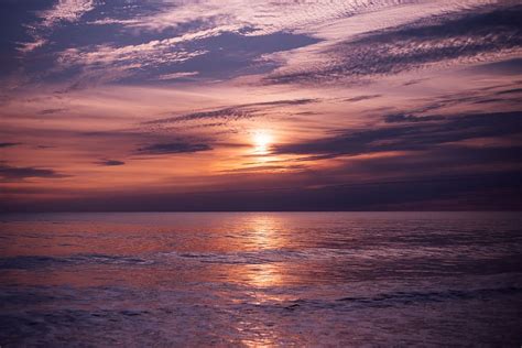 Nature Water Ocean Sea Reflection Sky Clouds Horizon Sunset