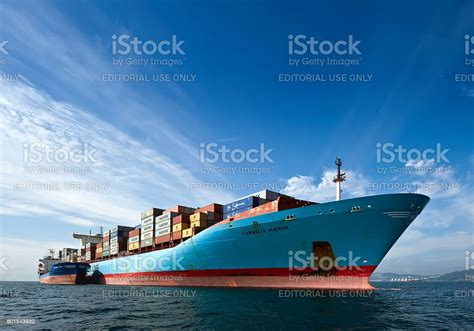 Bunkering Tanker Vitaly Vanykhin Container Ship Cornelia Maersk Stock