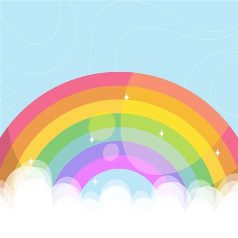Free Vector Colorful Rainbow Illustrated In Clouds