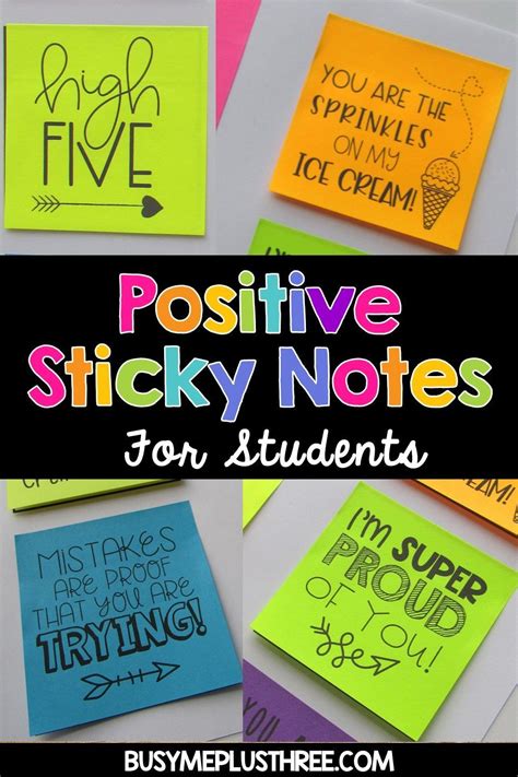 Positive Sticky Notes For Students Growth Mindset Sayings Encouragement