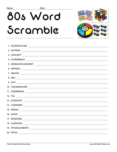 80s Word Scramble 80s Wscrpdf Easy To Download And Use Pdf Leisure