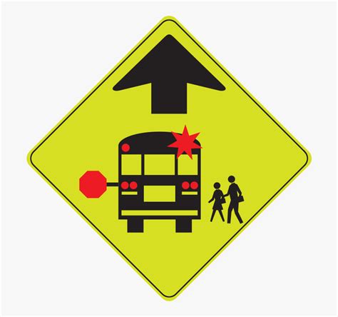 Clipart Bus Sign School Bus Stop Ahead Sign Hd Png Download Kindpng