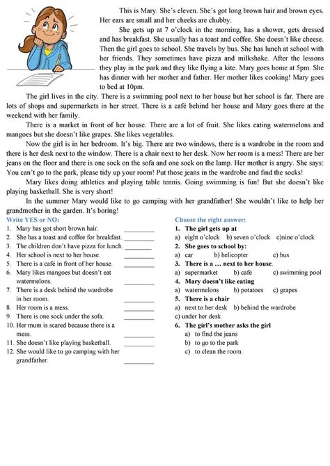 Printable Exercises For Kids Reading Comprehension Worksheets