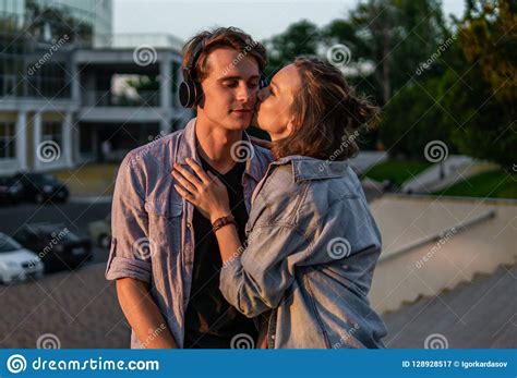 Lovely Young Hipster Couple Dating During Summer Sunset Stock Image Image Of Beginning