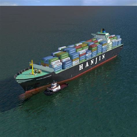 Cargo Ship Hanjin And Tugboat D Model Ad Ship Cargo Hanjin Model Tug Boats Cargo Shipping