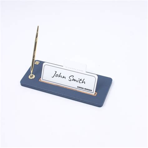 Desk Name Plate Leather Navy Blue Desk Name Accessories