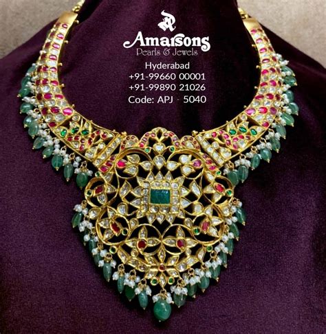 Antique Gold Kundan Kante Necklace Indian Jewellery Designs