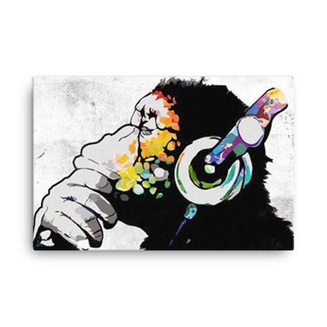 Banksy Digital Print Dj Monkey Monkey With Headphones Banksy Wall