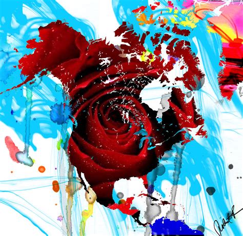 48x46 Beautiful World Rose Red Signed Art Abstract Paintings Modern