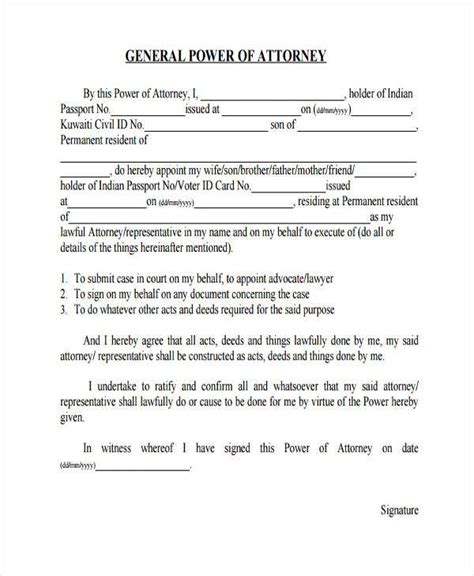 Simple General Power Of Attorney Form Blank Sample Power Of Attorney Blog