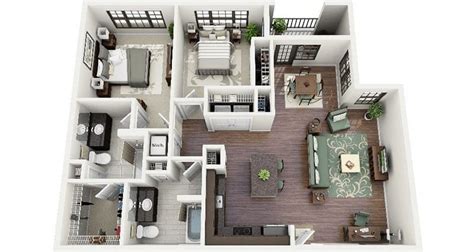 19 Awesome 3d Apartment Plans With Two Bedrooms Part 1