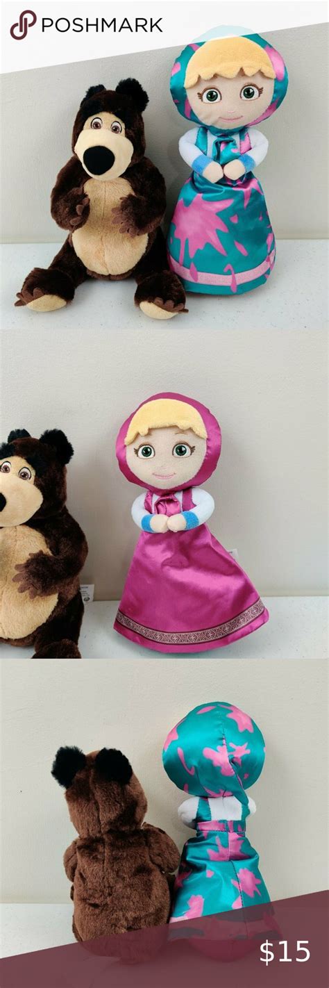 Lot 2 Masha And The Bear Plush Bear And Masha Transform Flip Doll Plush Bear Plush Masha And